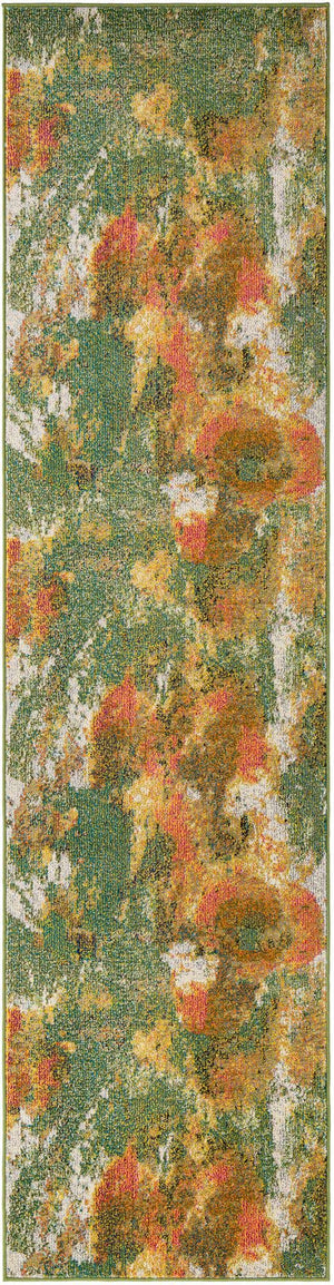 Green 2' 7 x 10' Haerfest Runner Area Rug Abstract Super Colorful Modern Vivid Carpet for Unique Interior Design Room Decorating for Sale at Rug Engine