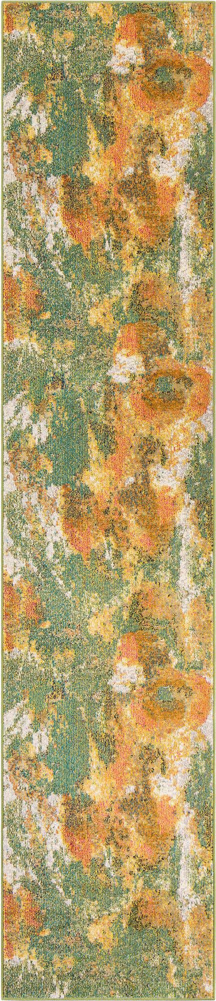 Green 2' 7 x 12' Haerfest Runner Area Rug Abstract Super Colorful Modern Vivid Carpet for Unique Interior Design Room Decorating for Sale at Rug Engine