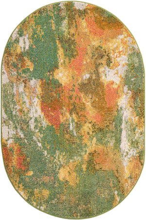 Green 4' 1 x 6' 1 Haerfest Oval Area Rug Abstract Super Colorful Modern Vivid Carpet for Unique Interior Design Room Decorating for Sale at Rug Engine