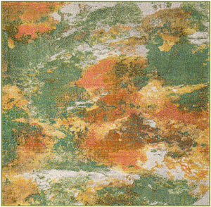 Green 5' 3 x 5' 3 Haerfest Square Area Rug Abstract Super Colorful Modern Vivid Carpet for Unique Interior Design Room Decorating for Sale at Rug Engine