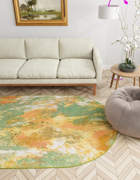 Green 4' 1 x 6' 1 Haerfest Oval Area Rug Abstract Super Colorful Modern Vivid Carpet for Unique Interior Design Room Decorating for Sale at Rug Engine
