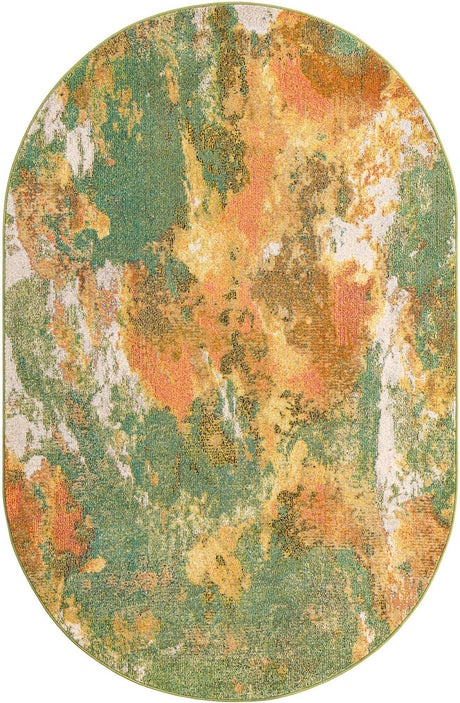 Green 5' 3 x 7' 10 Haerfest Oval Area Rug Abstract Super Colorful Modern Vivid Carpet for Unique Interior Design Room Decorating for Sale at Rug Engine