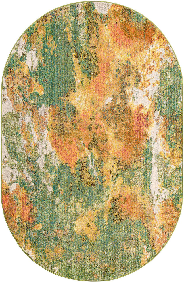 Green 5' 3 x 7' 10 Haerfest Oval Area Rug Abstract Super Colorful Modern Vivid Carpet for Unique Interior Design Room Decorating for Sale at Rug Engine