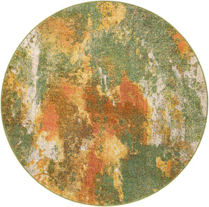 Green 6' 1 x 6' 1 Haerfest Round Area Rug Abstract Super Colorful Modern Vivid Carpet for Unique Interior Design Room Decorating for Sale at Rug Engine