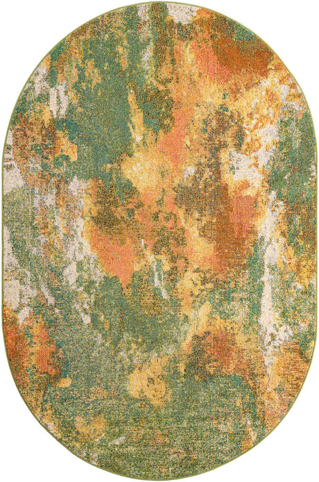 Green 6' 1 x 9' Haerfest Oval Area Rug Abstract Super Colorful Modern Vivid Carpet for Unique Interior Design Room Decorating for Sale at Rug Engine
