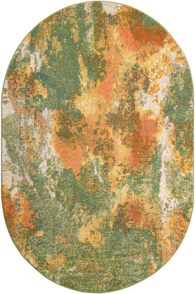 Green 6' 1 x 9' Haerfest Oval Area Rug Abstract Super Colorful Modern Vivid Carpet for Unique Interior Design Room Decorating for Sale at Rug Engine
