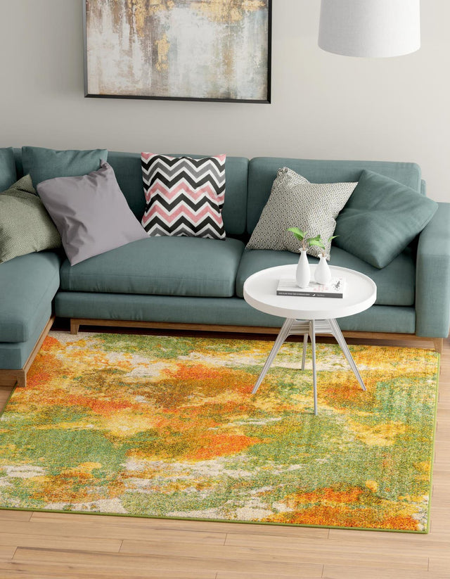 Green 7' 10 x 7' 10 Haerfest Square Area Rug Abstract Super Colorful Modern Vivid Carpet for Unique Interior Design Room Decorating for Sale at Rug Engine