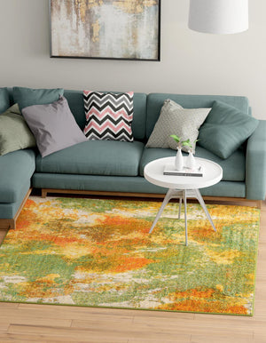 Green 5' 3 x 5' 3 Haerfest Square Area Rug Abstract Super Colorful Modern Vivid Carpet for Unique Interior Design Room Decorating for Sale at Rug Engine