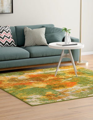 Green 7' 10 x 7' 10 Haerfest Square Area Rug Abstract Super Colorful Modern Vivid Carpet for Unique Interior Design Room Decorating for Sale at Rug Engine