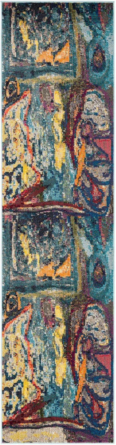 Multicolor 2' 7 x 10' Haerfest Runner Area Rug Abstract Super Colorful Modern Vivid Carpet for Unique Interior Design Room Decorating for Sale at Rug Engine