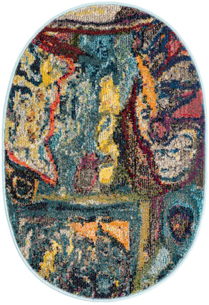 Multicolor 2' 2 x 3' 1 Haerfest Oval Area Rug Abstract Super Colorful Modern Vivid Carpet for Unique Interior Design Room Decorating for Sale at Rug Engine