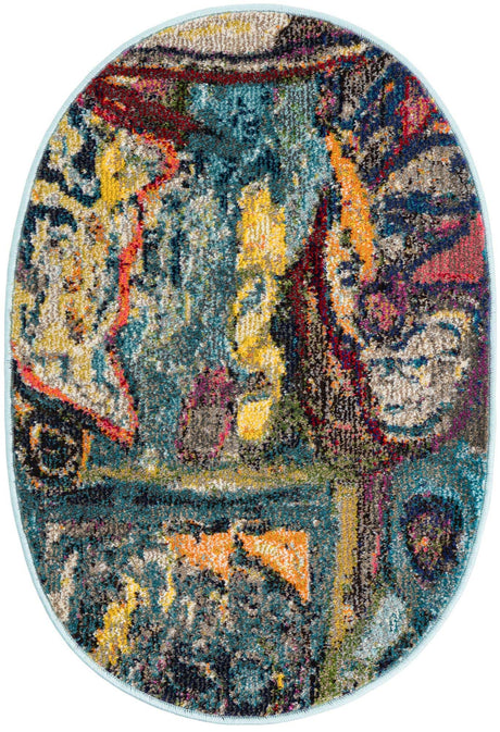Multicolor 2' 2 x 3' 1 Haerfest Oval Area Rug Abstract Super Colorful Modern Vivid Carpet for Unique Interior Design Room Decorating for Sale at Rug Engine