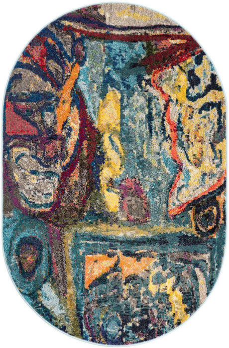 Multicolor 4' 1 x 6' 1 Haerfest Oval Area Rug Abstract Super Colorful Modern Vivid Carpet for Unique Interior Design Room Decorating for Sale at Rug Engine