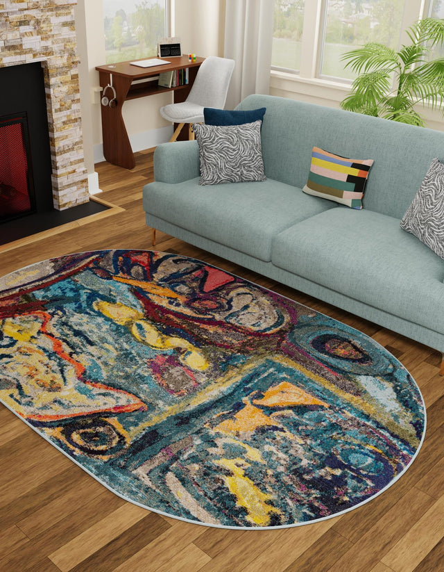 Multicolor 4' 1 x 6' 1 Haerfest Oval Area Rug Abstract Super Colorful Modern Vivid Carpet for Unique Interior Design Room Decorating for Sale at Rug Engine