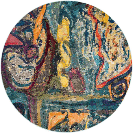 Multicolor 6' 1 x 6' 1 Haerfest Round Area Rug Abstract Super Colorful Modern Vivid Carpet for Unique Interior Design Room Decorating for Sale at Rug Engine