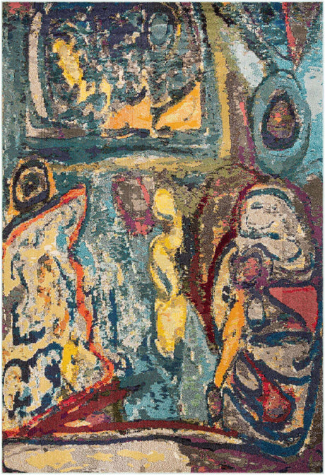 Multicolor 7' 1 x 10' Haerfest Rectangle Area Rug Abstract Super Colorful Modern Vivid Carpet for Unique Interior Design Room Decorating for Sale at Rug Engine