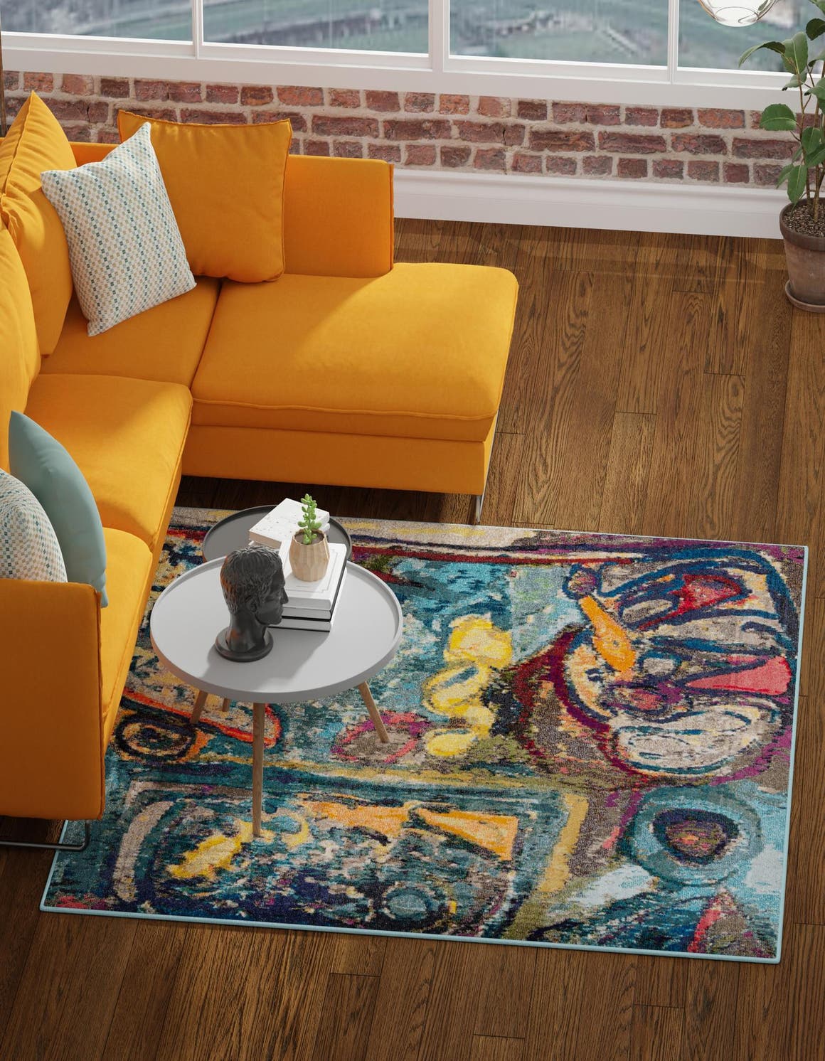 Multicolor 7' 10 x 7' 10 Haerfest Square Area Rug Abstract Super Colorful Modern Vivid Carpet for Unique Interior Design Room Decorating for Sale at Rug Engine
