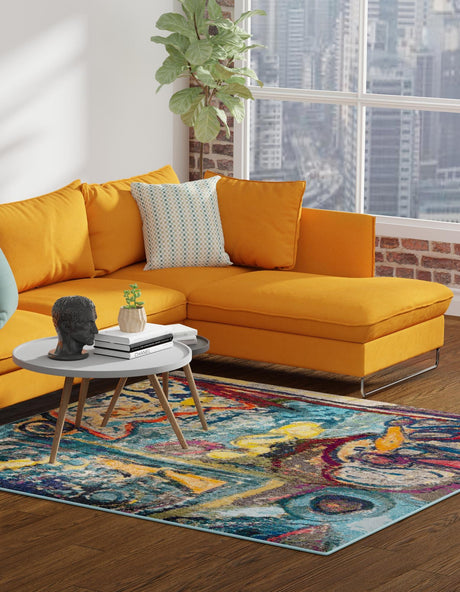Multicolor 7' 10 x 7' 10 Haerfest Square Area Rug Abstract Super Colorful Modern Vivid Carpet for Unique Interior Design Room Decorating for Sale at Rug Engine