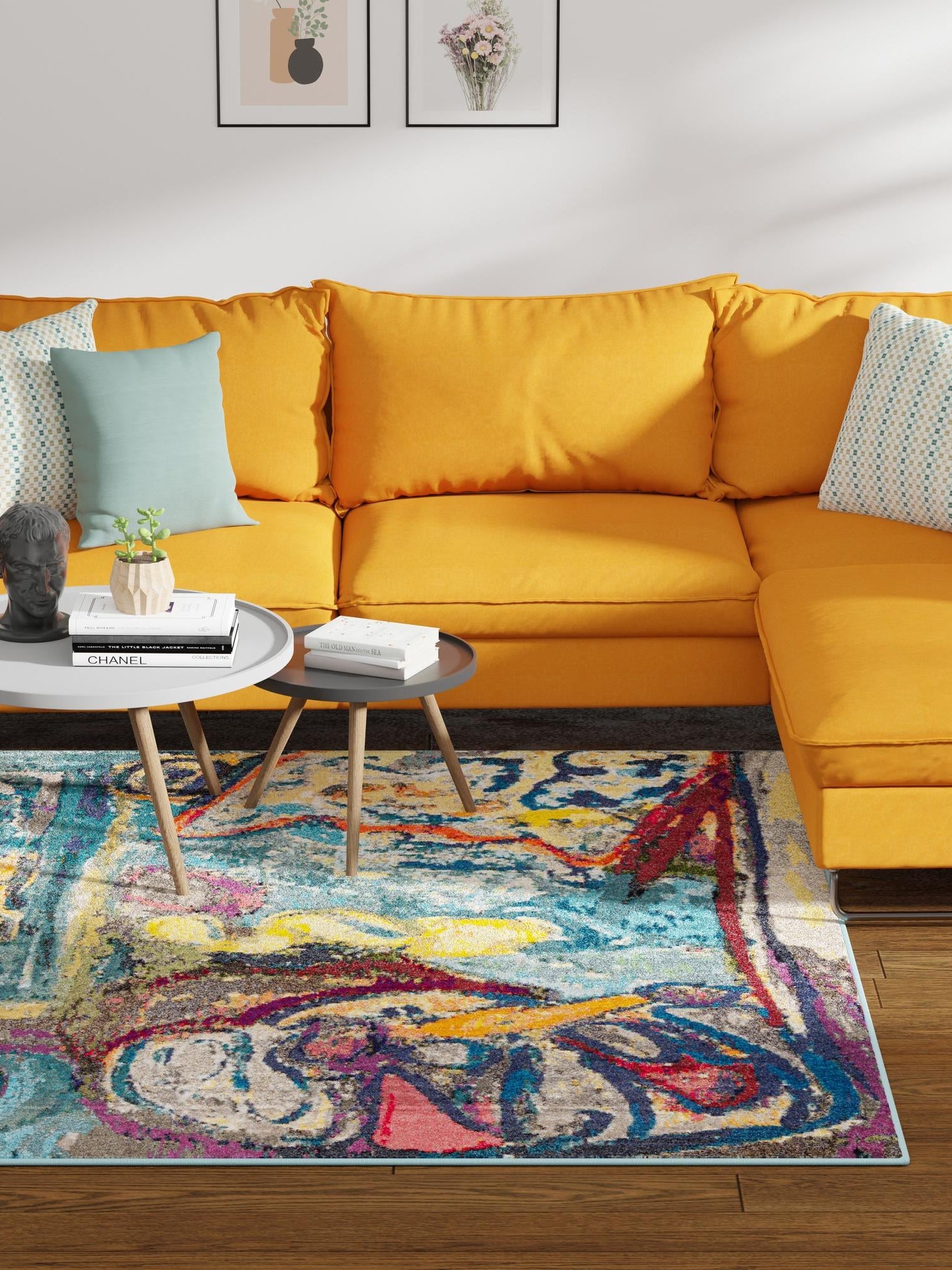 Multicolor 5' 3 x 5' 3 Haerfest Square Area Rug Abstract Super Colorful Modern Vivid Carpet for Unique Interior Design Room Decorating for Sale at Rug Engine