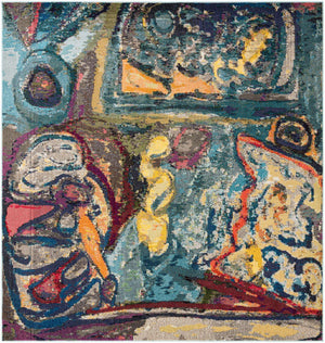 Multicolor 7' 10 x 7' 10 Haerfest Square Area Rug Abstract Super Colorful Modern Vivid Carpet for Unique Interior Design Room Decorating for Sale at Rug Engine
