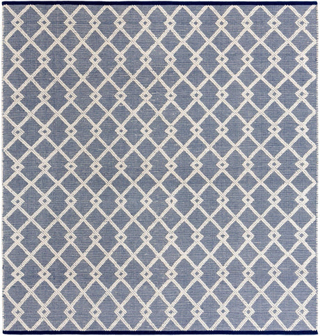 Blueberry 8' x 8' Jill Zarin Dorset Square Area Rug Premium Wool & Cotton Blend All Natural Pile Carpet for Bedrooms, Offices, Living Rooms, Dorms for Sale at Rug Engine