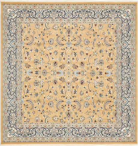 Beige 10' x 10' Narenj Square Area Rug 85% Polypropylene & 15% Polyester Traditional Classic Carpet for Living, Dining, Bedrooms, Office for Sale at Rug Engine