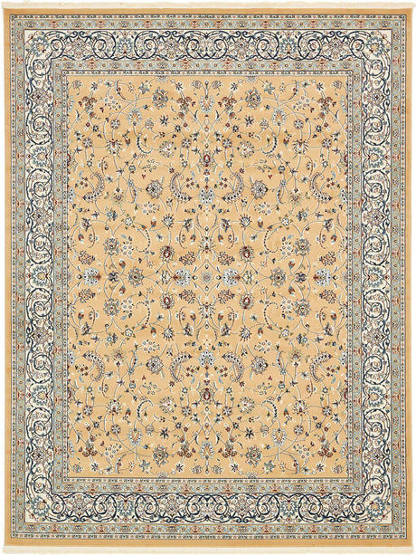 Beige 9' x 12' Narenj Rectangle Area Rug 85% Polypropylene & 15% Polyester Traditional Classic Carpet for Living, Dining, Bedrooms, Office for Sale at Rug Engine