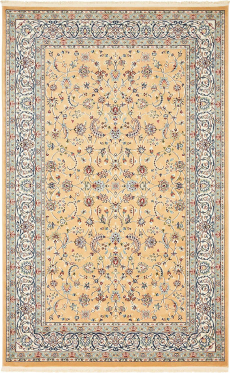 Beige 6' x 9' Narenj Rectangle Area Rug 85% Polypropylene & 15% Polyester Traditional Classic Carpet for Living, Dining, Bedrooms, Office for Sale at Rug Engine