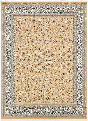 Beige 7' 10 x 11' Narenj Rectangle Area Rug 85% Polypropylene & 15% Polyester Traditional Classic Carpet for Living, Dining, Bedrooms, Office for Sale at Rug Engine