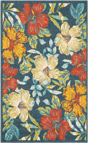 Multicolor 3' 3 x 5' 3 Outdoor Coastal Rectangle Area Rug Weather Resistant for Patio, Deck, Terrace, Balcony, Porch 100% Polypropylene Coastal Decor Carpet for Sale at Rug Engine