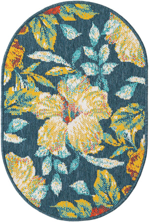 Multicolor 2' x 3' 1 Outdoor Coastal Oval Area Rug Weather Resistant for Patio, Deck, Terrace, Balcony, Porch 100% Polypropylene Coastal Decor Carpet for Sale at Rug Engine
