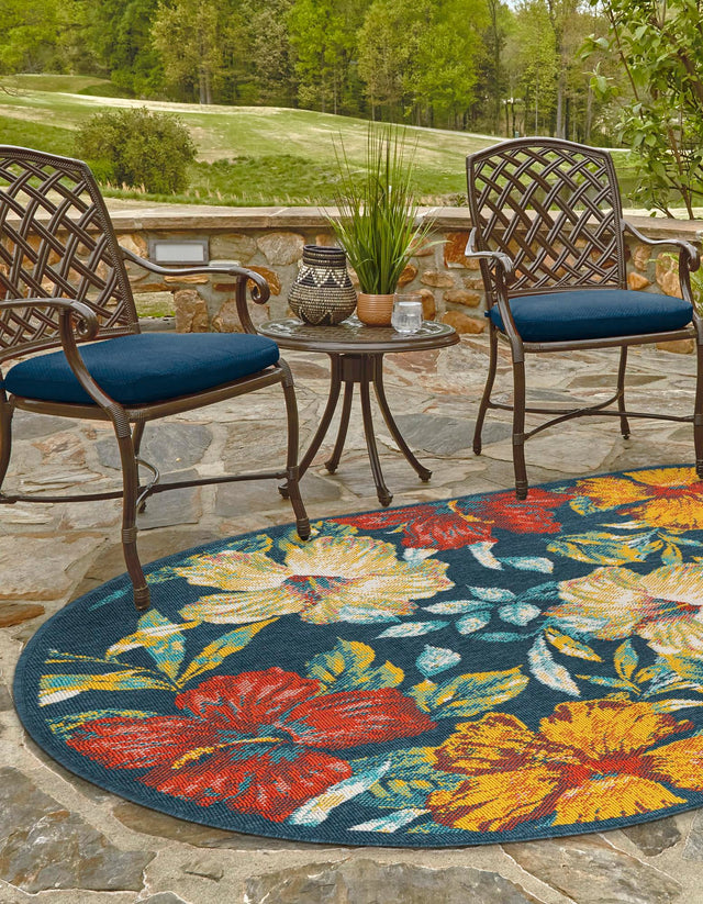 Multicolor 2' x 3' 1 Outdoor Coastal Oval Area Rug Weather Resistant for Patio, Deck, Terrace, Balcony, Porch 100% Polypropylene Coastal Decor Carpet for Sale at Rug Engine