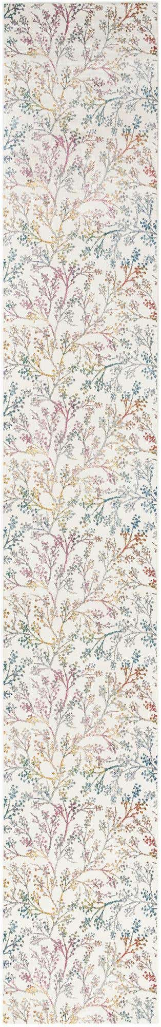 Ivory 2' 7 x 16' 5 Blossom Runner Area Rug 100% Polypropylene With Cotton Backing Easy Clean Colorful Blooming Blossoming Flower Floral Plant Carpet for Living Dining Room Office Dorms for Sale at Rug Engine