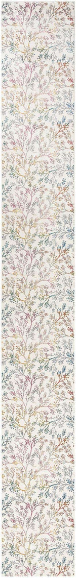 Ivory 2' 7 x 19' 8 Blossom Runner Area Rug 100% Polypropylene With Cotton Backing Easy Clean Colorful Blooming Blossoming Flower Floral Plant Carpet for Living Dining Room Office Dorms for Sale at Rug Engine