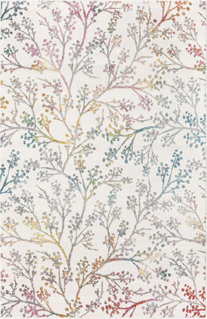 Ivory 3' 3 x 5' 3 Blossom Rectangle Area Rug 100% Polypropylene With Cotton Backing Easy Clean Colorful Blooming Blossoming Flower Floral Plant Carpet for Living Dining Room Office Dorms for Sale at Rug Engine