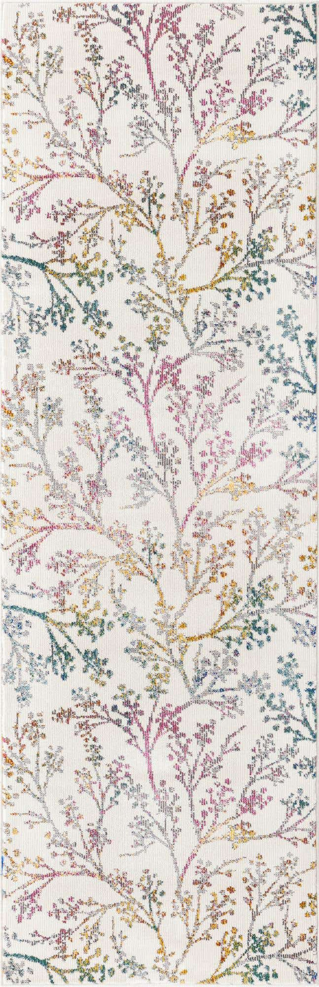 Ivory 2' x 4' 1 Blossom Runner Area Rug 100% Polypropylene With Cotton Backing Easy Clean Colorful Blooming Blossoming Flower Floral Plant Carpet for Living Dining Room Office Dorms for Sale at Rug Engine