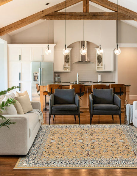 Beige 10' x 10' Narenj Square Area Rug 85% Polypropylene & 15% Polyester Traditional Classic Carpet for Living, Dining, Bedrooms, Office for Sale at Rug Engine