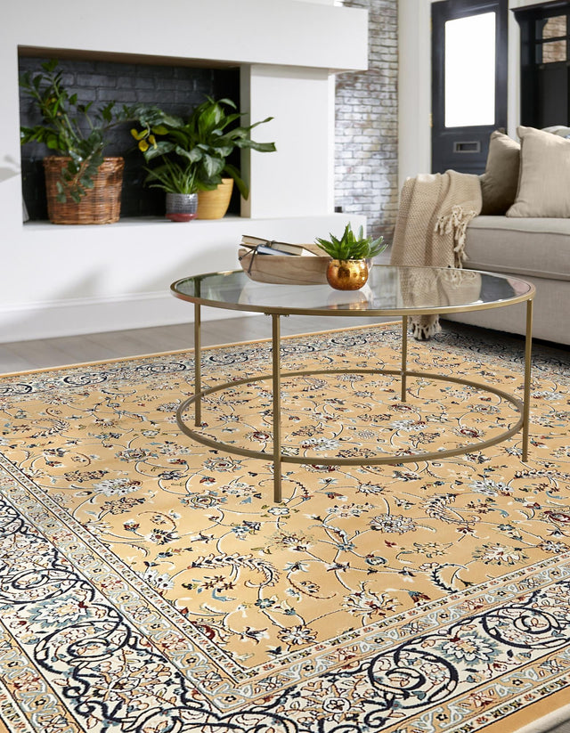 Beige 10' x 10' Narenj Square Area Rug 85% Polypropylene & 15% Polyester Traditional Classic Carpet for Living, Dining, Bedrooms, Office for Sale at Rug Engine