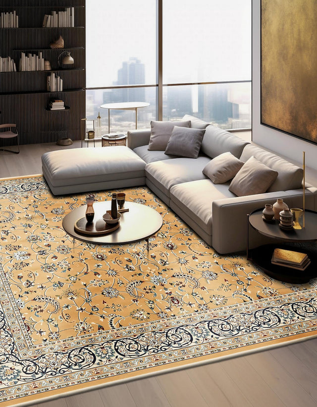 Beige 10' x 10' Narenj Square Area Rug 85% Polypropylene & 15% Polyester Traditional Classic Carpet for Living, Dining, Bedrooms, Office for Sale at Rug Engine