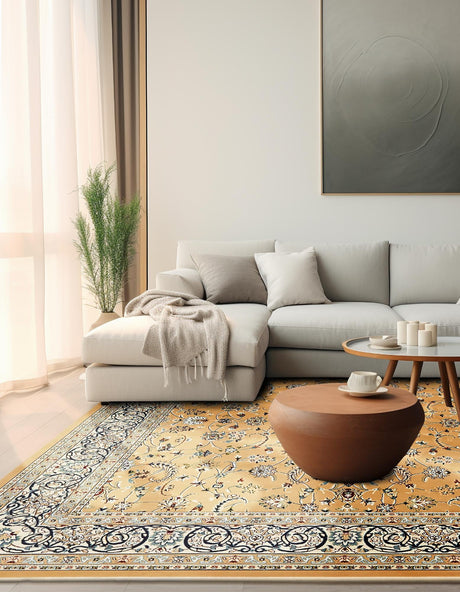 Beige 10' x 10' Narenj Square Area Rug 85% Polypropylene & 15% Polyester Traditional Classic Carpet for Living, Dining, Bedrooms, Office for Sale at Rug Engine