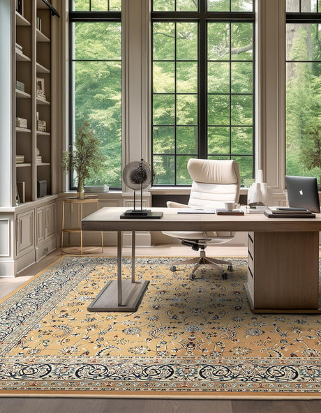 Beige 10' x 10' Narenj Square Area Rug 85% Polypropylene & 15% Polyester Traditional Classic Carpet for Living, Dining, Bedrooms, Office for Sale at Rug Engine