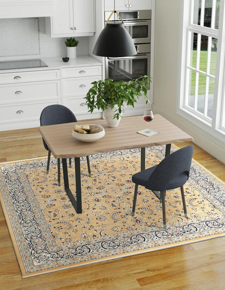 Beige 10' x 10' Narenj Square Area Rug 85% Polypropylene & 15% Polyester Traditional Classic Carpet for Living, Dining, Bedrooms, Office for Sale at Rug Engine