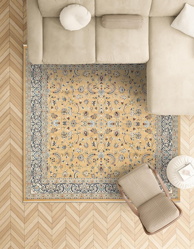 Beige 10' x 10' Narenj Square Area Rug 85% Polypropylene & 15% Polyester Traditional Classic Carpet for Living, Dining, Bedrooms, Office for Sale at Rug Engine