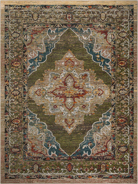 Green 10' x 13' 1 Isabella Rectangle Area Rug Polypropylene & Polyester Traditional Elegant Carpet for Living Rooms, Dining, Office, Dorms for Sale at Rug Engine