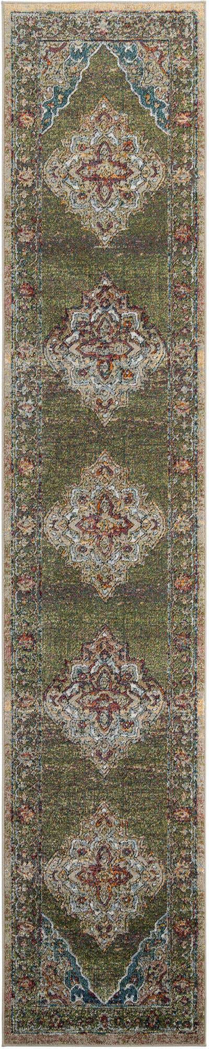 Green 2' 7 x 13' 1 Isabella Runner Area Rug Polypropylene & Polyester Traditional Elegant Carpet for Living Rooms, Dining, Office, Dorms for Sale at Rug Engine