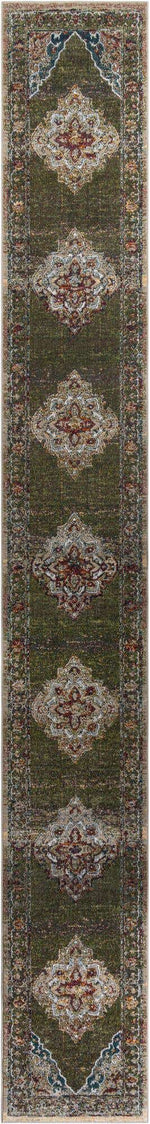 Green 2' 7 x 19' 8 Isabella Runner Area Rug Polypropylene & Polyester Traditional Elegant Carpet for Living Rooms, Dining, Office, Dorms for Sale at Rug Engine