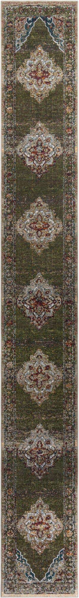 Green 2' 7 x 19' 8 Isabella Runner Area Rug Polypropylene & Polyester Traditional Elegant Carpet for Living Rooms, Dining, Office, Dorms for Sale at Rug Engine