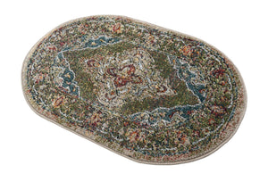 Green 2' x 3' 1 Isabella Oval Area Rug Polypropylene & Polyester Traditional Elegant Carpet for Living Rooms, Dining, Office, Dorms for Sale at Rug Engine