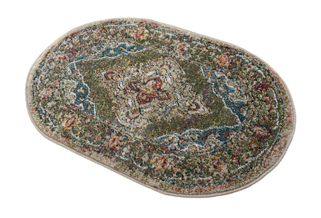 Green 2' x 3' 1 Isabella Oval Area Rug Polypropylene & Polyester Traditional Elegant Carpet for Living Rooms, Dining, Office, Dorms for Sale at Rug Engine