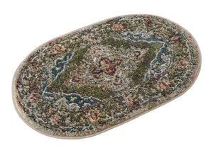Green 2' x 3' 1 Isabella Oval Area Rug Polypropylene & Polyester Traditional Elegant Carpet for Living Rooms, Dining, Office, Dorms for Sale at Rug Engine
